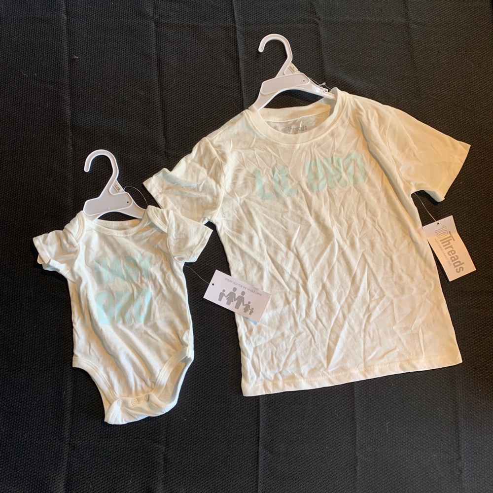 Boys matching one piece T-shirt and T-shirts that baby  and Lil Bro￼